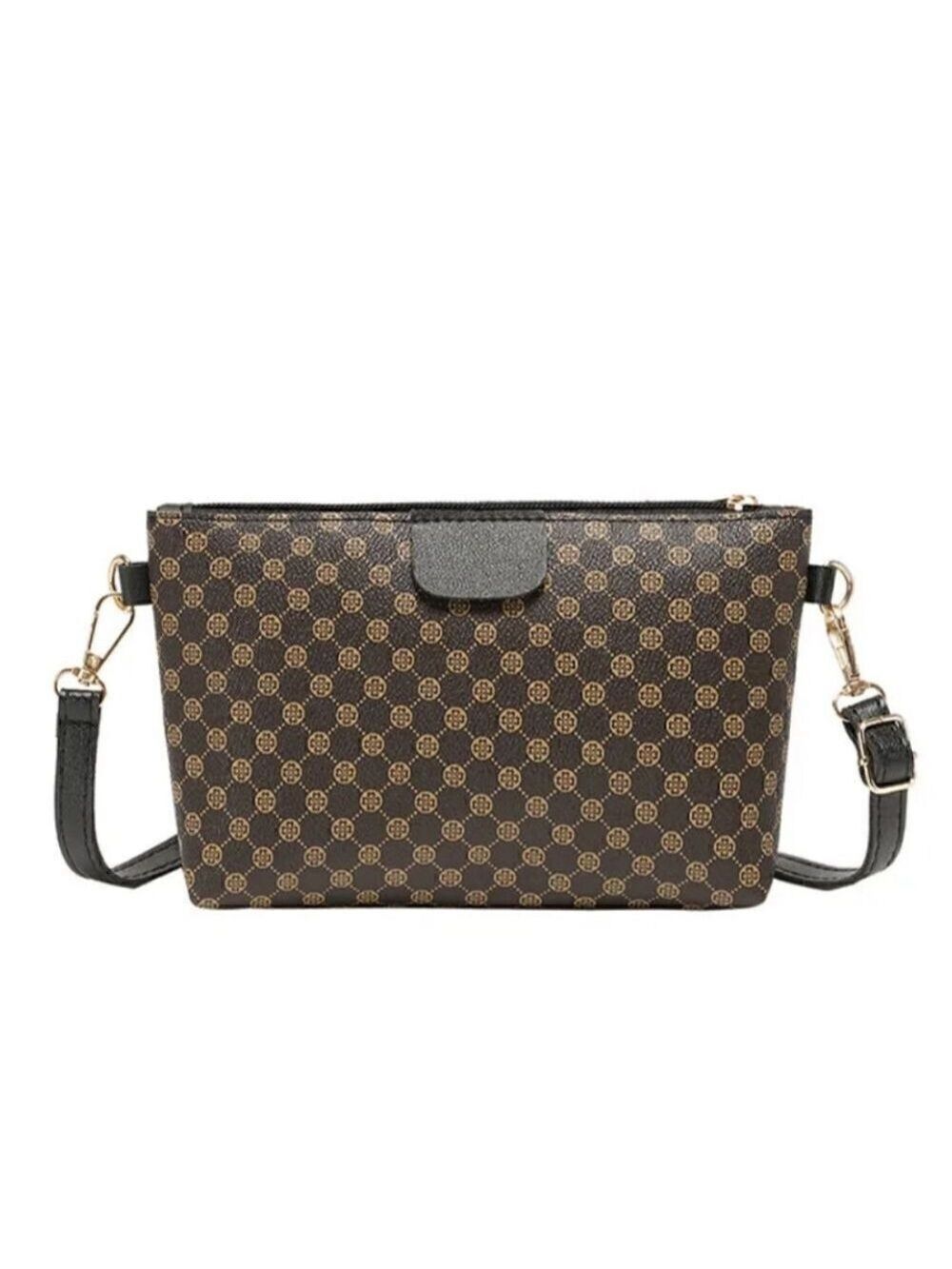 Mini Vegan Leather Print Monogram Square Zipper Crossbody - Picture 4 of 17